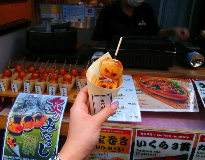 A cup of salmon roe bought from a Tsukiji street stall